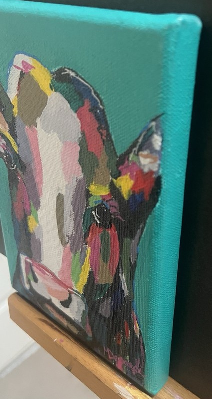 Abstract Cow Painting “Clayton” 5x7 Acrylic Painting by Michelle DePaepe gallery