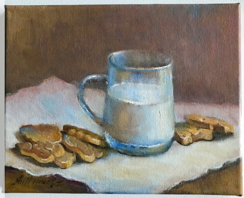 Santa Claus Milk and Cookies 8×10 in. Oil on stretched canvas by Hall Groat II