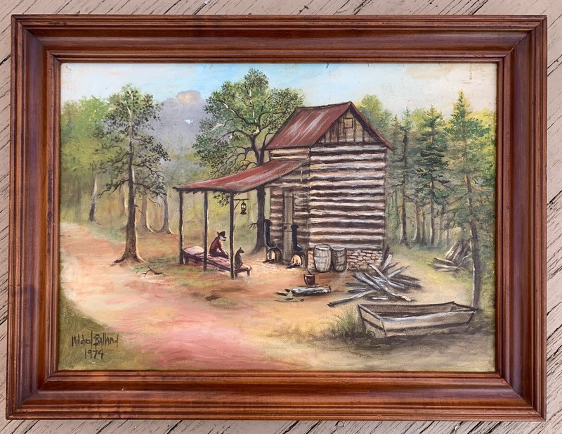 Vtg Oil Painting Southern Folk Art North Carolina Listed Appalachia