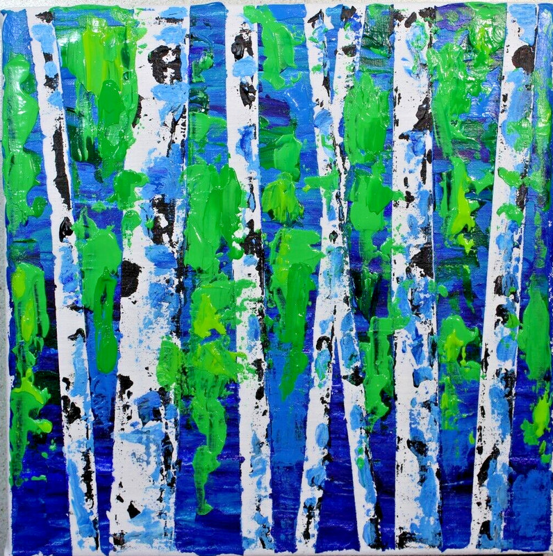 Original Acrylic Painting on Canvas Abstract Birch Wall Decor