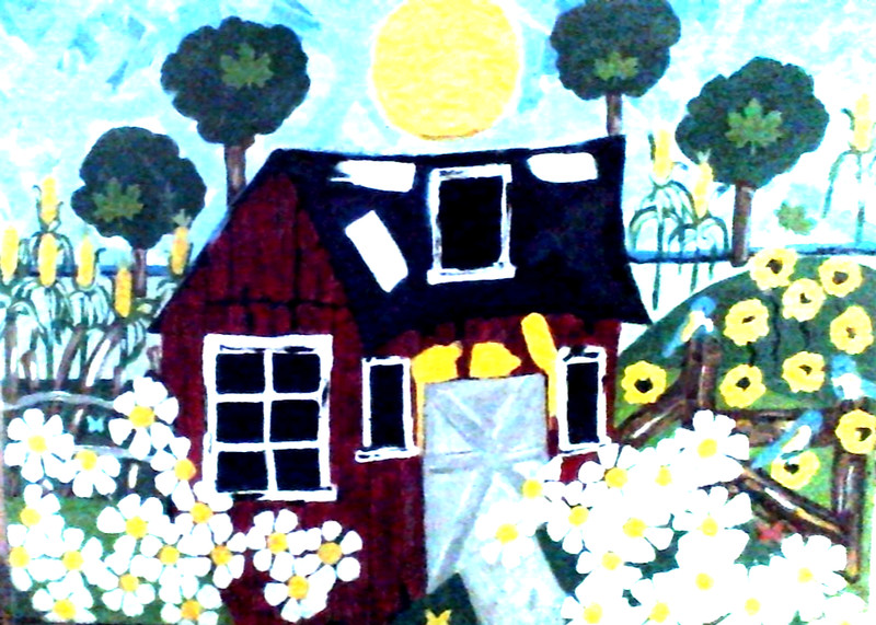 Original painting The Red Barn impressionist 18x24x1 bright large art pb
