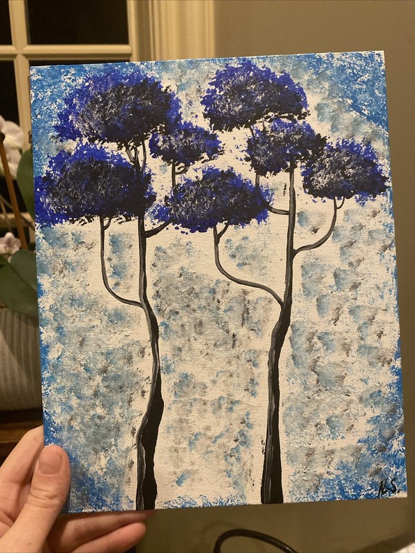 paintings on canvas original 8/10, Small,gift, Abstract Trees,forest