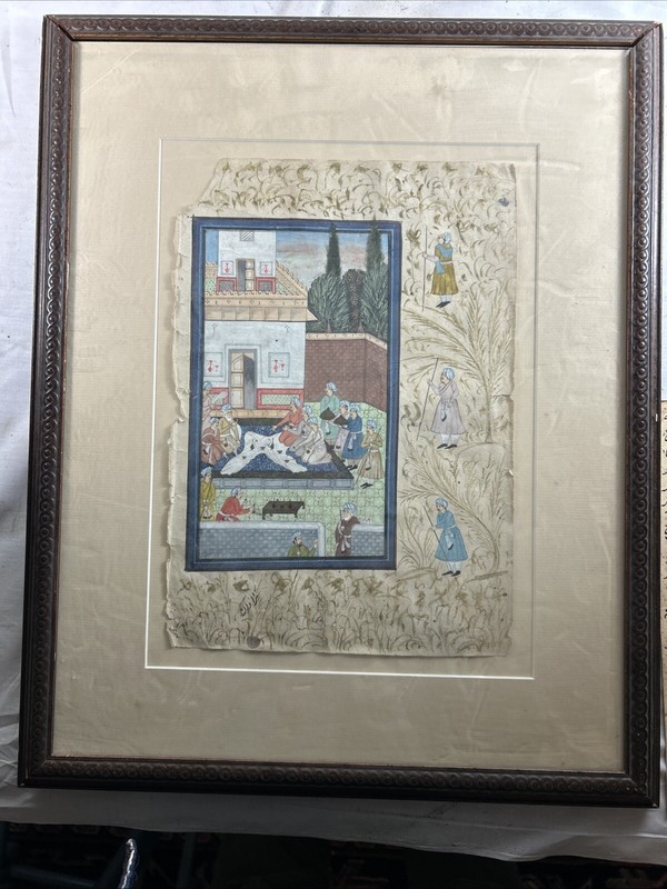 Antique INDIAN/PERSIAN ISLAMIC PAINTING on Paper with Illumination & Certificate