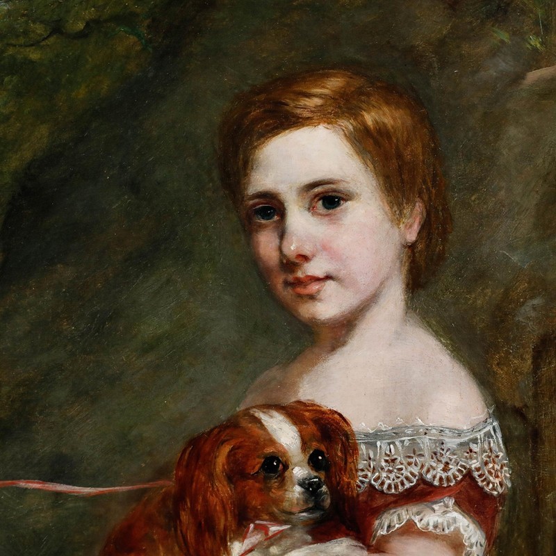 Mid 19th Century Oil - Children and Spaniel gallery