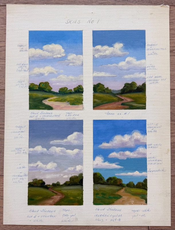 x2 Sky Cloud Painting Studies Landscape Color Notes 16×12 in Canvas