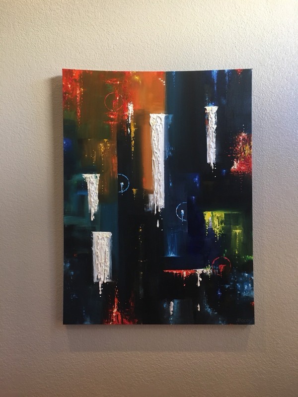 BIG ORIGINAL HAND PAINTED ABSTRACT ART PAINTING ON CANVAS 30x40 INCHES. gallery