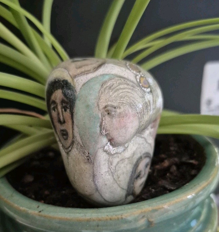 Handpainted Rock Guardian Angels ~ Expressionism Folk Art ~ Signed
