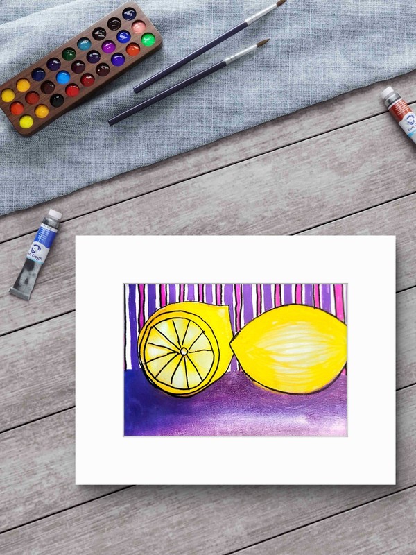 Cut Lemons Original Impressionist Pop Art Multimedia l 5x7 Paper Signed gallery