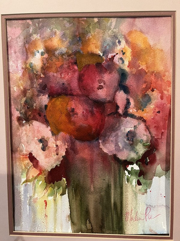 Orig painting 12x16 Abstract Flowers Pinks Reds OOAK Unframed gallery