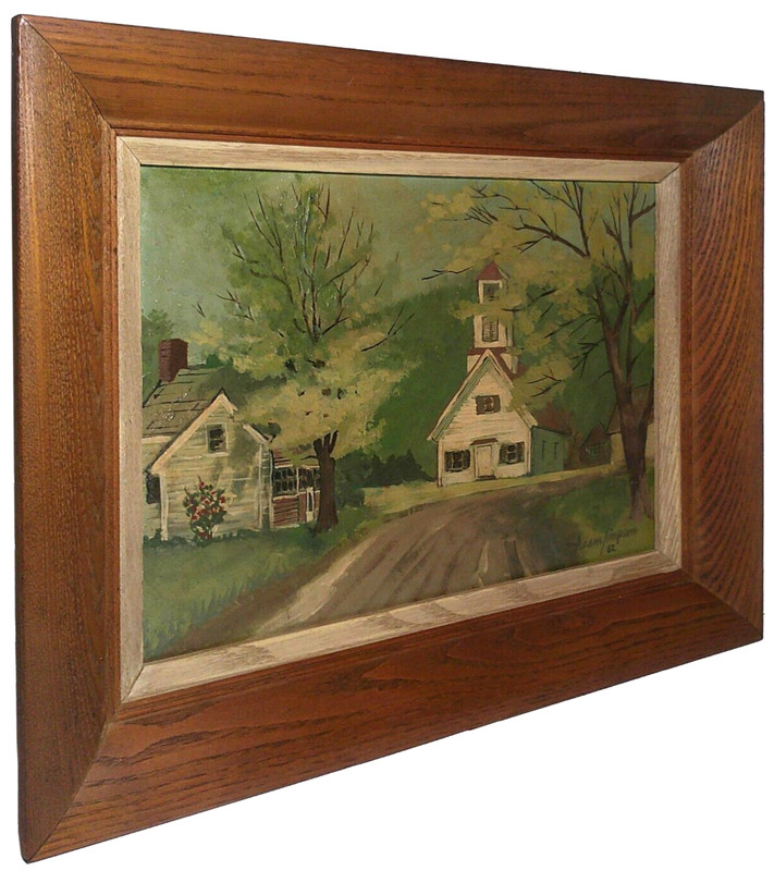 ADAM SIMPSON (AMERICAN, 20TH C) 1962, SIGNED O/B RURAL LANDSCAPE, ORIG OAK FRAME gallery