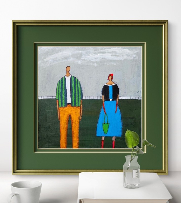 Folk Painting Original Abstract People Portrait Canvas Woman Whimsical 10x10 Art gallery