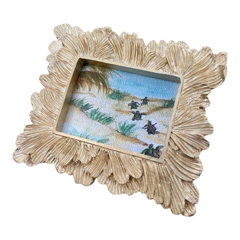 Mini Gold Framed Sea Turtles Art Print- Wall Decor, Animal print, Ornate frame gallery