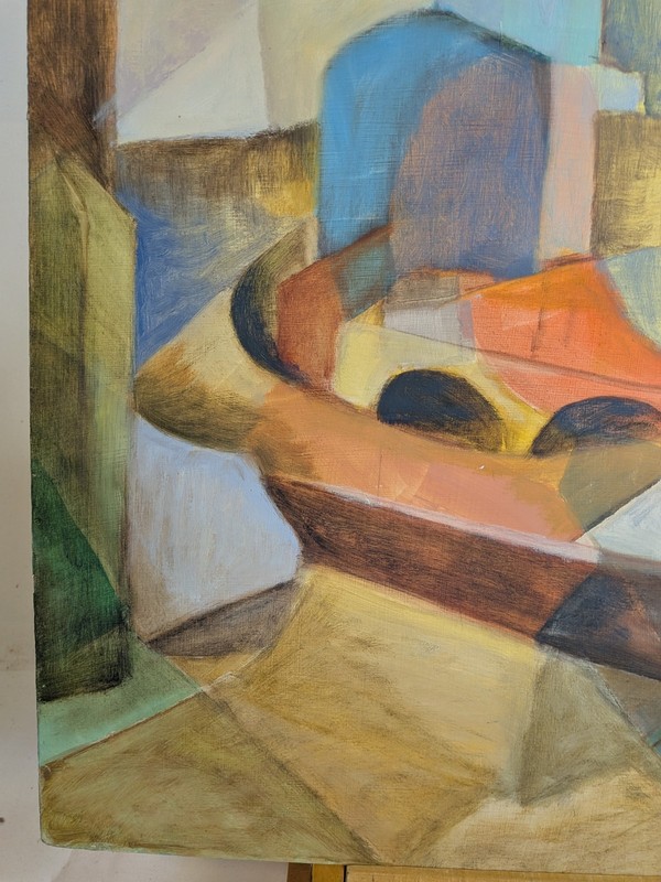 Vintage Modern Constructivist Geometric Abstract Surrealist Midcentury Painting gallery