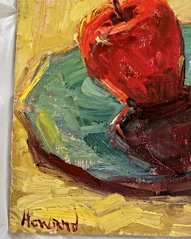 Apple Impasto Painting Original Art Oil 8 x 10 in Signed Howard Unframed gallery