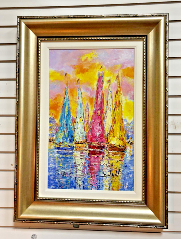 Marie Duaiv Sails of Color Embellished Giclee Canvas Ltd Ed 127/200 Signed Art