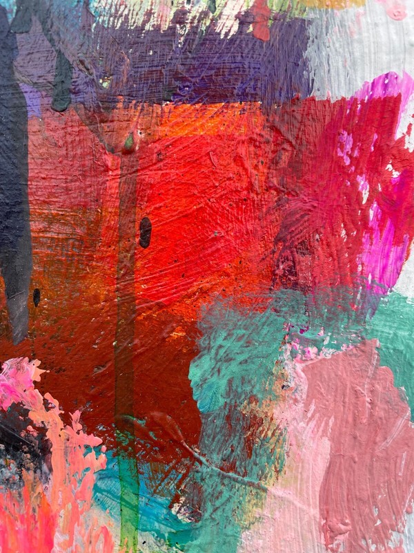 Danish Artist Rolf Gjedsted Colorful Composition Modern Painting Midcentury Art gallery