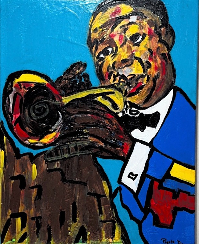 The Golden Voice of Jazz_Louis Armstrong 20×16 Canvas Abstract Expressionism