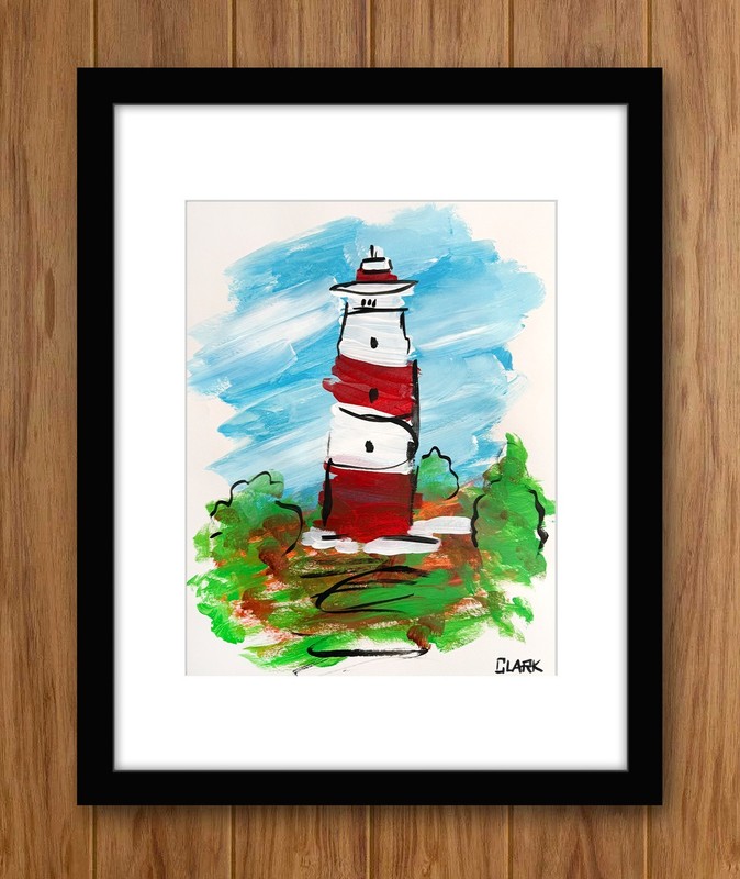 Original Lighthouse Painting – 14×11″ Acrylic on Mixed Media Paper
