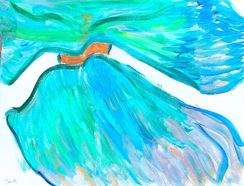 Angel Wings Protection Abstract 11 X 14" Matte Paper Relax Love Surrounds Blues