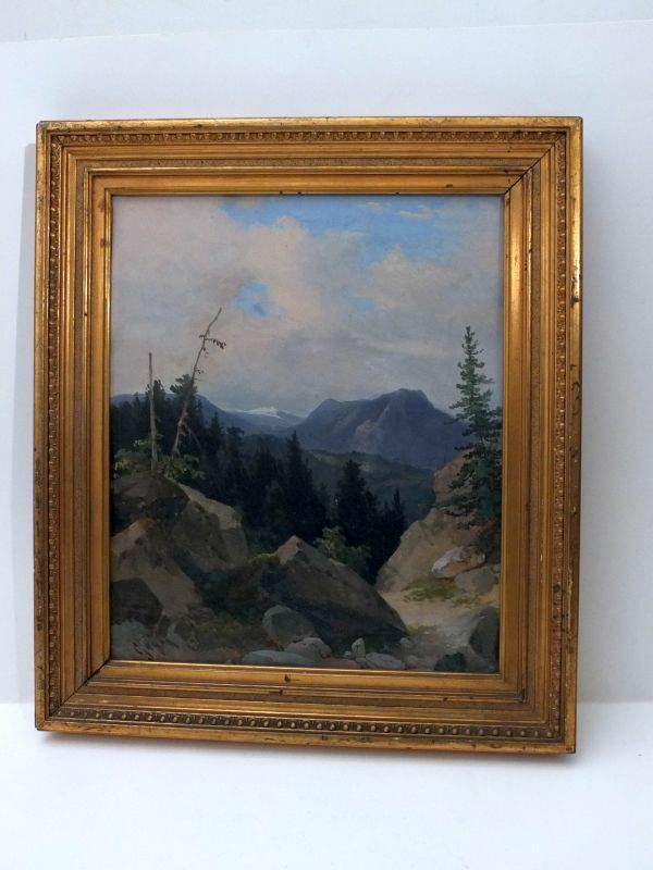 Georg Geyer Wien 1923 Alpenlandschaft Gebirgslandschaft romantisches Ölgemälde