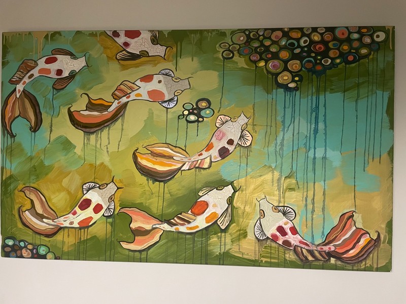 Eli Halpin Original Art painting on wood slab