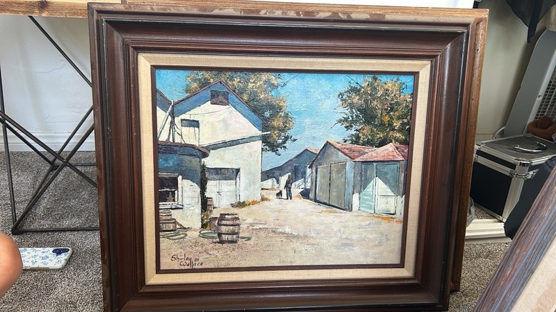 Shirley Wallace 1981 Framed Oil Painting Rural Barn Scene Signed Original