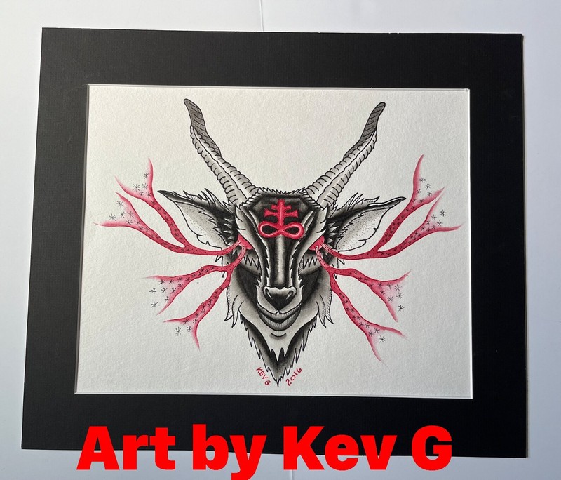 Original One of a Kind Goth Baphomet Watercolor Painting by Kev G ~ NOT A PRINT