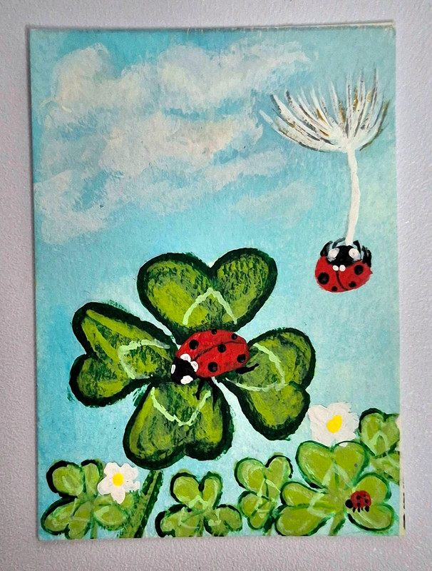 Lucky Ladybug -aceo original art card