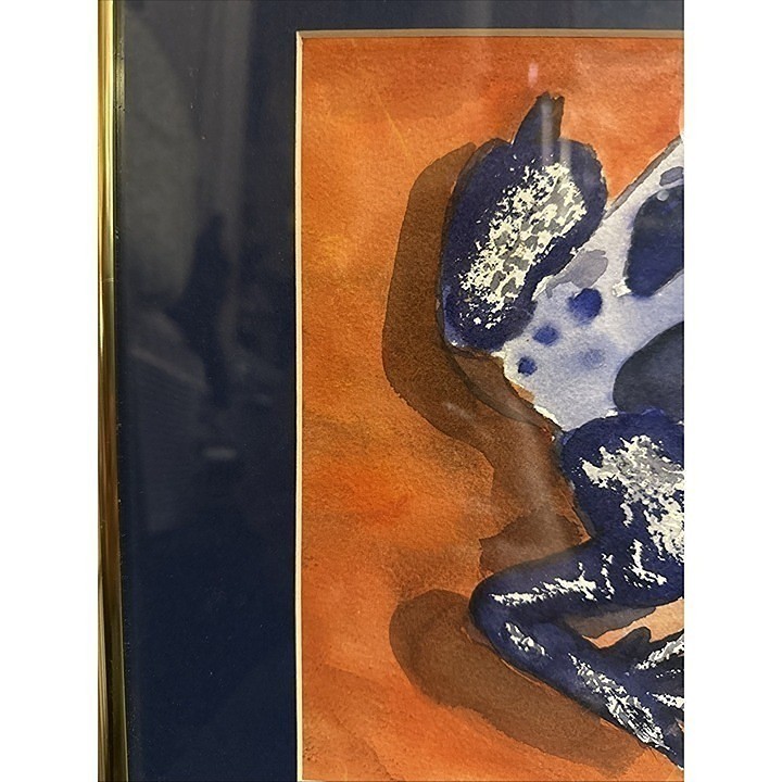 Original Watercolor Painting Frog Matted & Framed Under Glass Vintage 16x12” gallery
