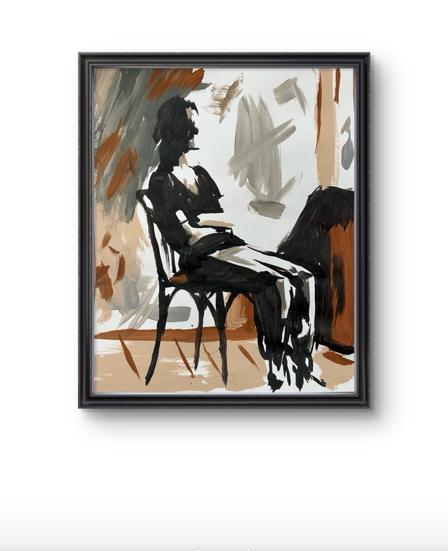 Original Abstract Woman Chair Painting 14×11 paper Modern Wall Art Home Decor