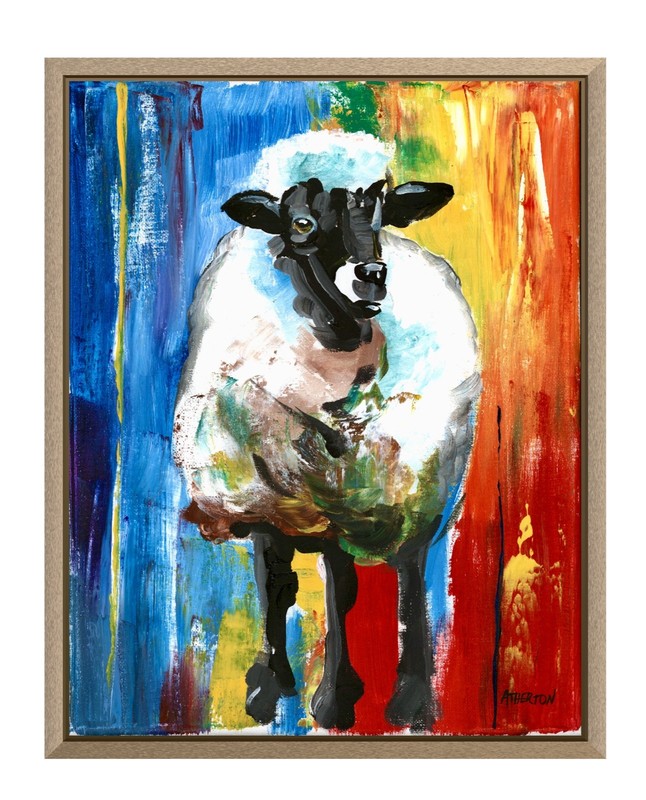 Atherton 11×14 Original Expressionism Acrylic Painting «Super Sheep» hand signed