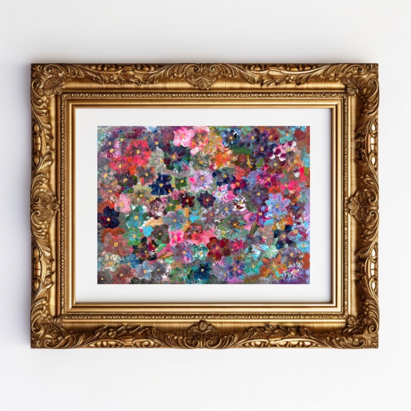 Painting Original Floral Abstract Acrylic Art Mat 11x14 Flower Decor Jimarieart gallery