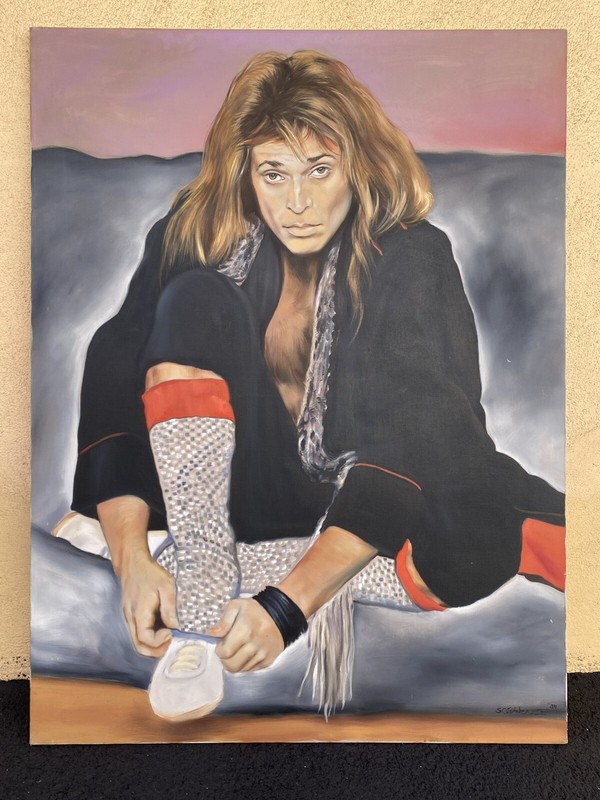 Vintage 1984 ORIGINAL Oil Painting of DAVID LEE ROTH by Samantha Wendell LARGE