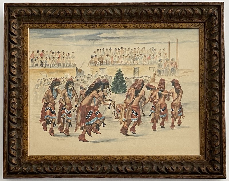 Raymond Naha VTG Arizona Native American Hopi Folk Snake Dance Ceremony Painting
