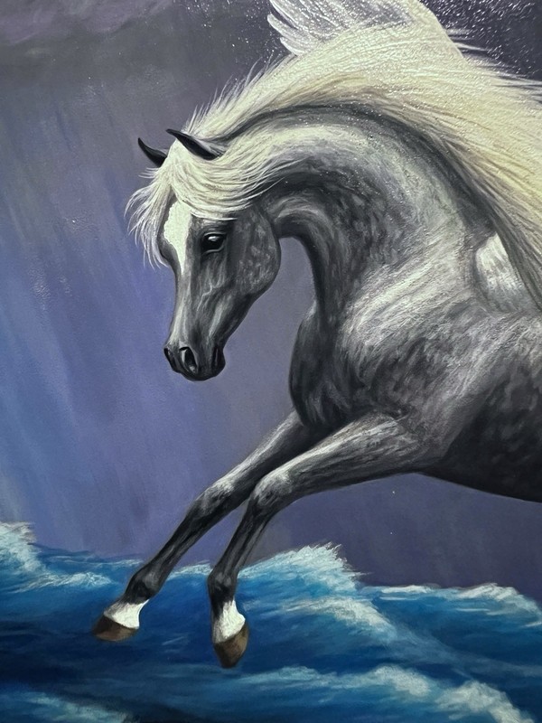 Bridget Voth Arabian Horse Pegasus Painting 2010 8×10” on Panel Board
