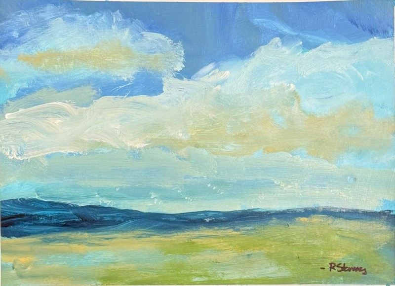 R Stevens Contemporary Impressionist Landscape Painting Blue Sky Acrylic Art gallery