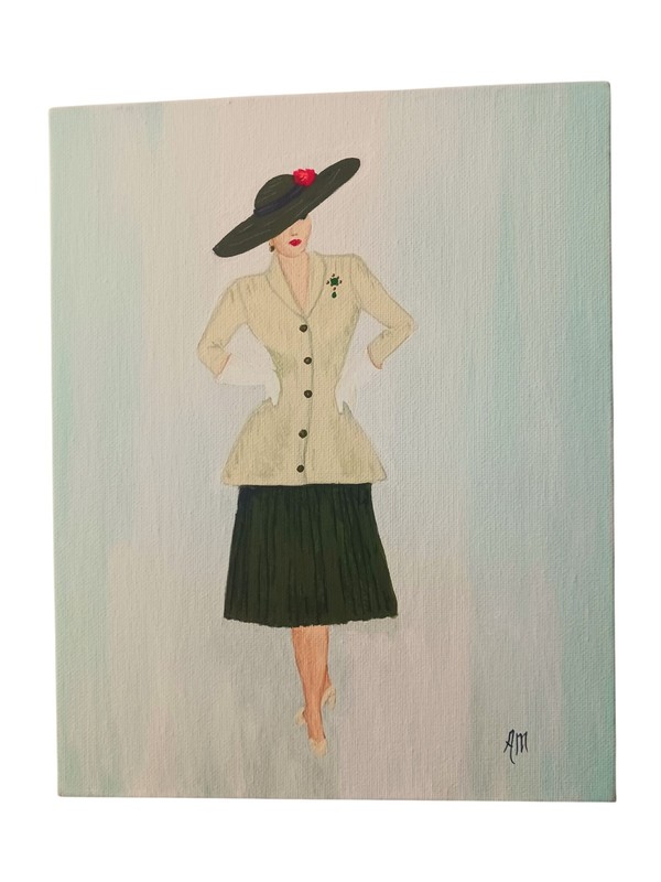 8" x 10" Signed Original Art Hand Painted Woman Model, Fashion Art Modeling gallery