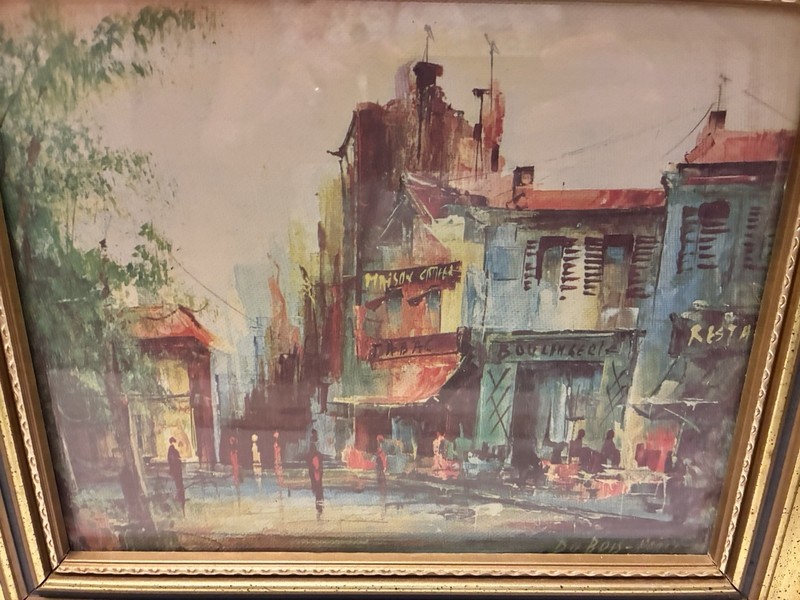 Vintage Painting of a Paris Street SIGNED DUBOIS in Gold Wood Frame 11 1/2 X 13” gallery