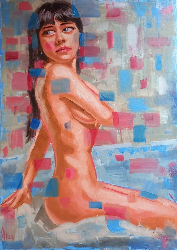 GEMÄLDE – AKT – EROTIK – EXPR- REALISMUS – UNIKAT – Öl auf Leinwand 70 x 50cm