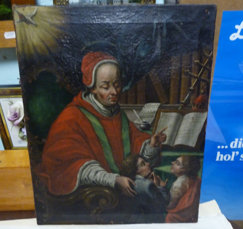 17th/18th century Vintage Painting Oil On Canvas Original Scholar Children 47 x 37 cm