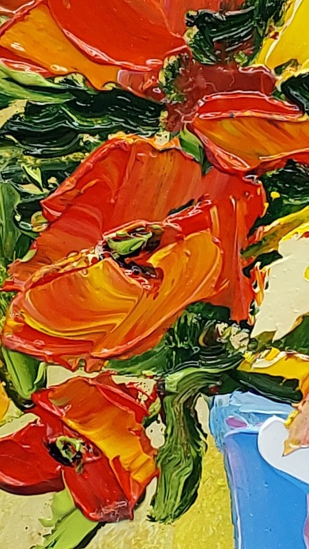Wildflowers Original Volumetric Painting Sunflowers Poppies Handmade Wall Art gallery