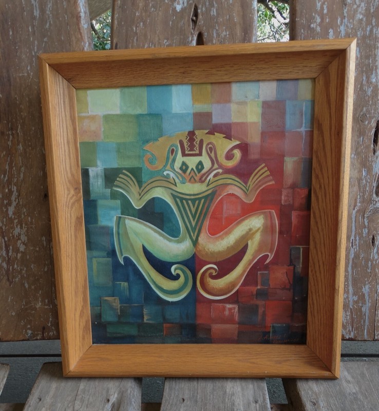 Vintage 1960 PANAMA Artist Painting Mid Century Modern Central America MCM