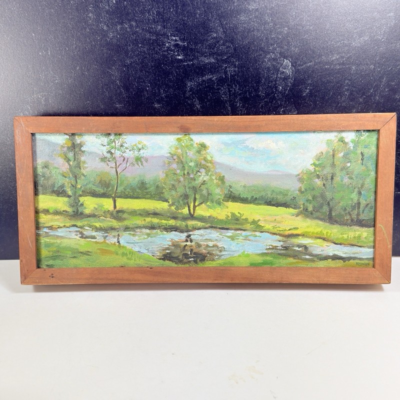 Oil on Board 14 x 6” Springfield Vermont Artist Signed Rick Hearn