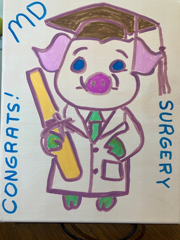 8×10 Acrylic Painting Specialist Piggy Gets His Medical Degree Signed & Numbered