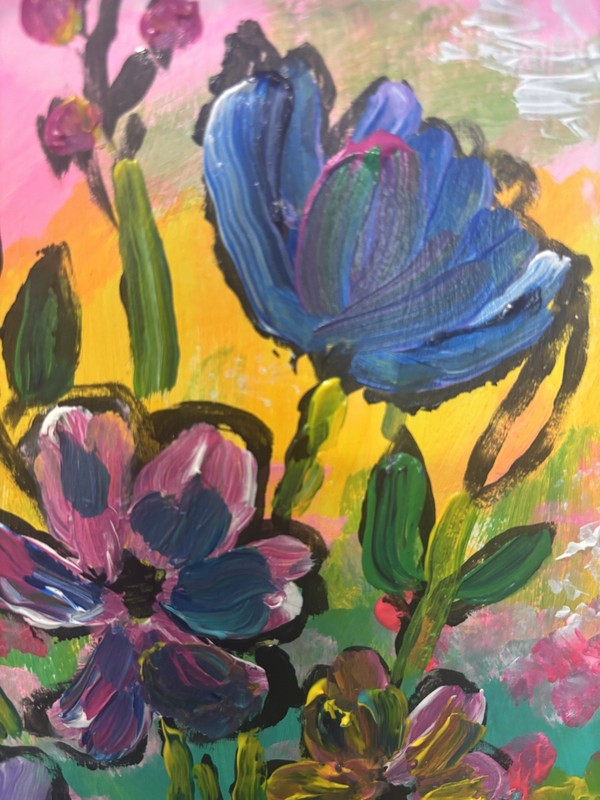 Overbloom: Original Painting Frame, Flowers 10x12 Home Decor gallery