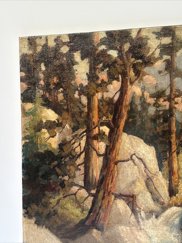 Antique Impressionist Painting Landscape Yosemite Mountains California Large Oil gallery