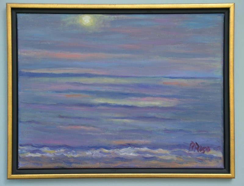 Beth Riso Original Fine Art Oil Painting – Dusk – Thumpertown Beach, Eastham