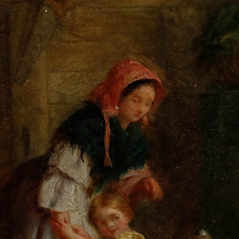 Edwin Hughes (1842-1922) - Miniature Mid 19th Century Oil, Pet Rabbits gallery