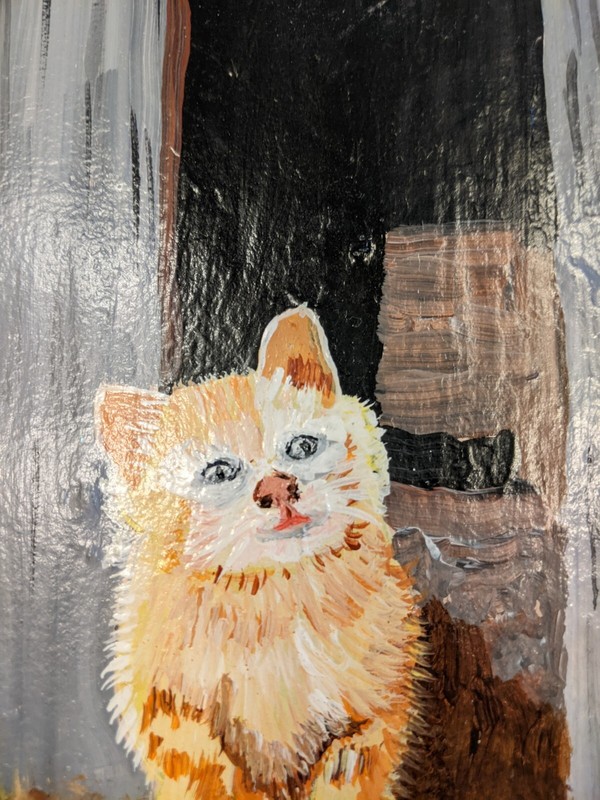 Barn Kittens Painting On Slate By M. Cummings 14" X 7" gallery
