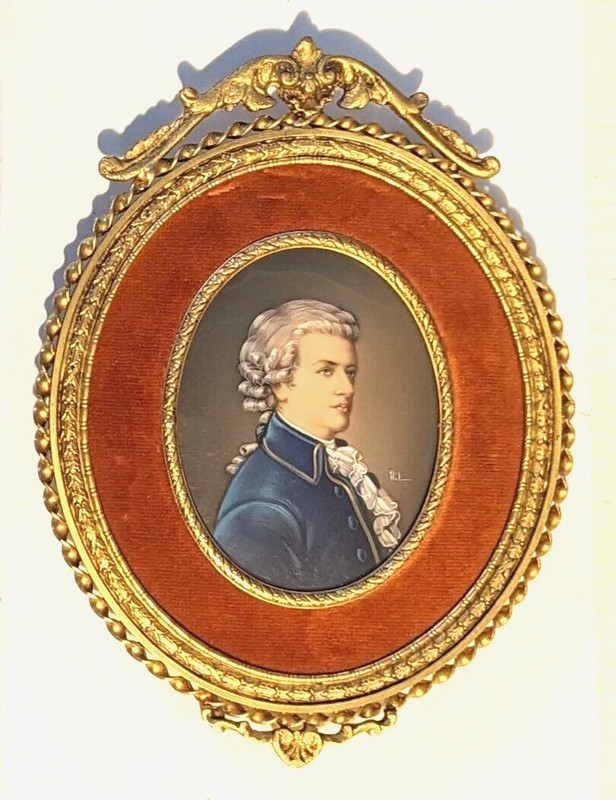 Painting Miniature Fillette Signed Painter Miniaturist Hil Framed 20th